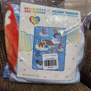 Hello Kitty And Friends X Care Bears Plush Throw 45x60" Super Soft Hot Topic HTF